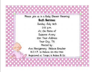 Personalized Baby Shower Invitations 5x7 Baby Girl