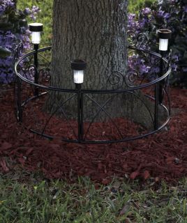 Solar Tree Fence Ring Wireless Light Wood Landscaping Garden Yard