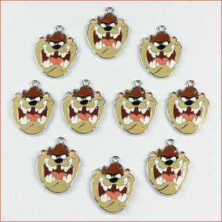 10pcs Looney Tunes Taz The Tasmanian Devil Charm Pendants for Jewelry