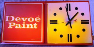  Vintage Devoe Paints Lighted Clock