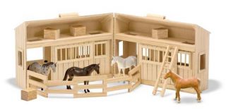 Melissa and Doug Fold and Go Mini Stable with 12 Horse Pasture Pals