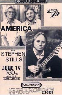 America Special Guest Stephen Stills Poster Print Very Limited RARE