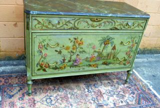 Magnificent Louis XVI Style Commode Buffet Hand Painted Faux Marble