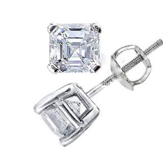 40 Ct Asscher Cut Diamond Stud Earrings Platinum