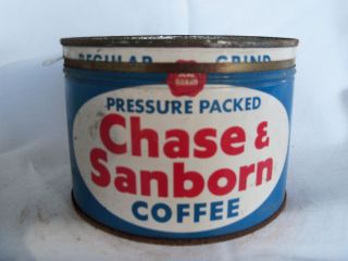 VINTAGE CHASE SANBORN COFFEE 1 LB CAN KEY WIND TIN WITH ORIGINAL LID