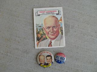  Eisenhower Richard Nixon I like Ike & Dick Button & Topps Trading Card