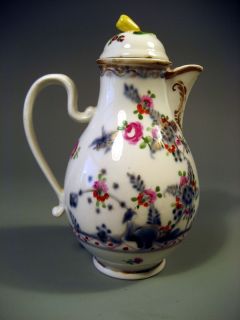  Vienna Pottery Coffee Pot w/ Blue Underglaze Floral Decor ca 1820s