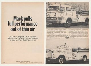 1964 Denver Albuquerque Fire Dept Mack Fire Trucks 2 Page Ad