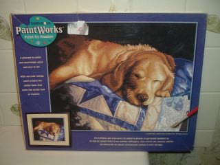 DIMENSIONS DOG PAINT BY NUMBER KIT AFTERNOON NAP 14 X 11 NIB