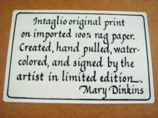 Mary Dinkins Hand Made Etching Georgia Tech Print Art
