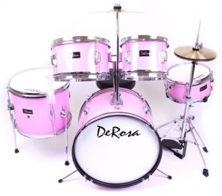 derosa 5 piece 16 inch junior drum set pink