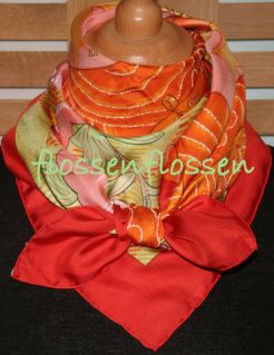 foulard Hermes Carre Tibet II Orange Vert Rose Neuf New Scarf Asie