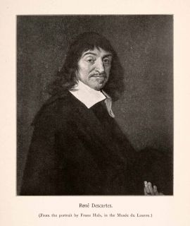 1899 Halftone Print Rene Descartes Portrait French Philosopher 17th