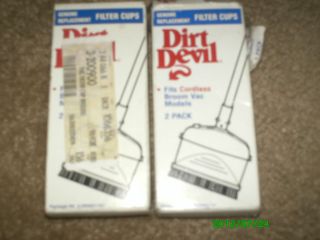 Dirt Devil Cordless broom vacuum FILTER CUPS new 2 packages of 2