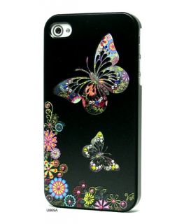  Flower 3D Relief Rhinestones Cover Case for iPhone 4 U869A
