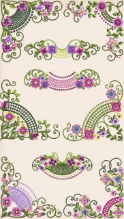  Corners Machine Embroidery Designs CD 4x4 Brother Janome Etc