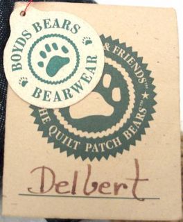 1996 Boyds Bears 10 Delbert Quignapple Quilt Patch MWT