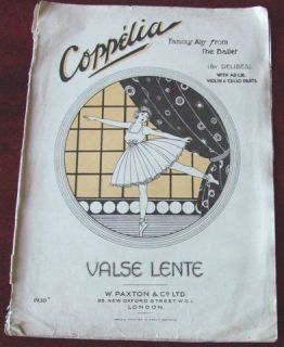 DELIBES COPPELIA VALSE LENTE PIANO SHEET MUSIC 1935 VIOLIN CELLO AD