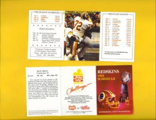 Redskins 1983 Schedule w Dexter Manley OKLA St
