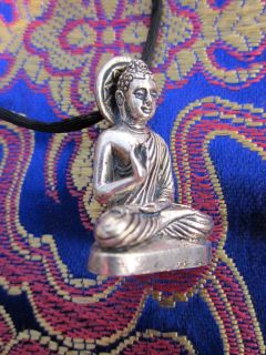  Unique Molded Brass Sitting Buddha Pendant Necklace Thailand