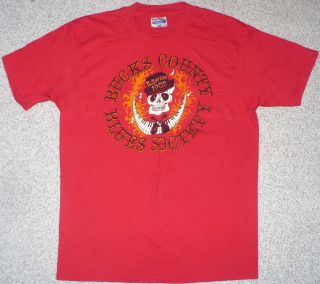 Vintage Red Bucks County Blues Society 1988 T Shirt LG