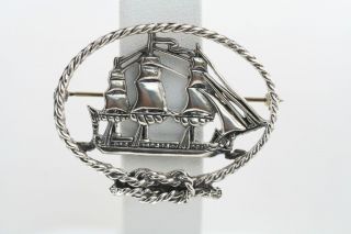 Dematteo Sterling Silver Tall Ship Pin .925 Sailboat Brooch SS w