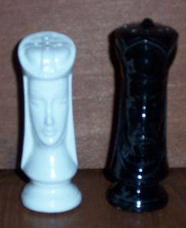 Glazed Ceramic Salt & Pepper Shakers Chess Pieces