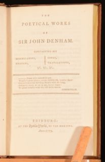 1779 The Poetical Works of Sir John Denham with Engraved Frontispieces