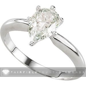 74 CT PEAR Shape Diamond Solitaire Engagement Ring   14K White Gold