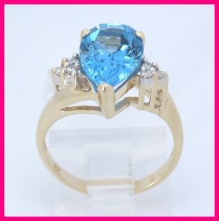 diamond pear shaped blue topaz cocktail ring 2 62 carats