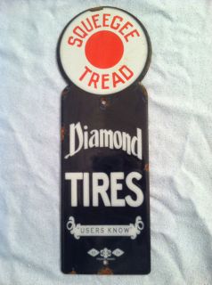 Diamond Tires Squeegee Tread Porcelain Door Push Plate Advertising