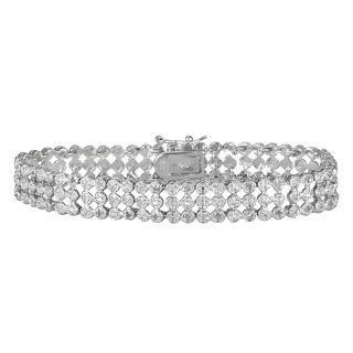ct three row diamond sterling silver tennis bracelet