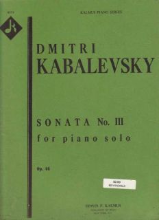 Music Book   Dmitri Kabalevsky Sonata No. III for Piano Solo, OP 46