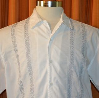 DKNY Jeans Short Sleeve White Cotton Button Down Embroidered Shirt