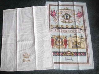 Harrods Queens 60th Diamond Jubilee Tea Towel Double Pack