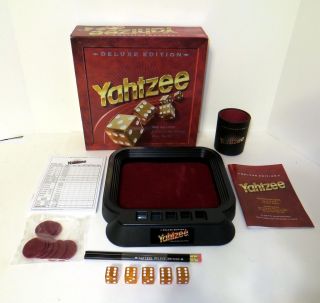  YAHTZEE DELUXE Edition Gold Dice Game Milton Bradley 1997 Barely Used