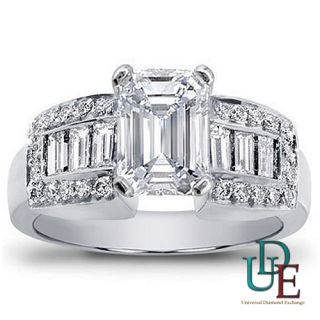 02 Ct H I VVS2 Emerald Diamond Engagement Ring 14k
