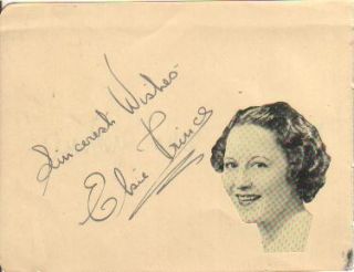 Elsie Prince Autographed Album Page Very Early English Actress D 88