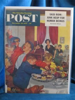  Evening Post Cover December 20 1952 Christmas Dinner Sargent G