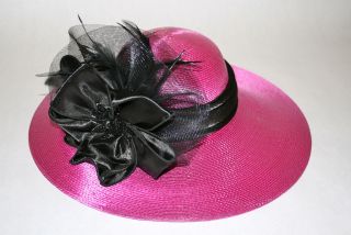 New Church Kentucky Derby Magenta Black Wide Brim Hat