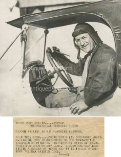 Military Pilot James H Strong in Car Antique Photo