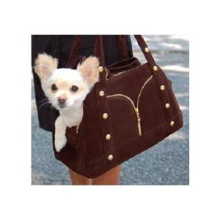 Designer Studded Faux Leather Small Dog Purse Carrier Brown NWT