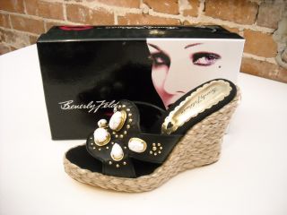 Beverly Feldman Black Stoned Dolcetto Sandal 8 New $230