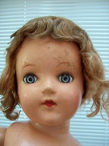 Old Vintage Antique Doll Blue Eyes Open Close 22 1940S