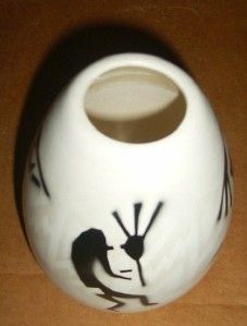 wastewater kokopelli vase signed blk dine pottery