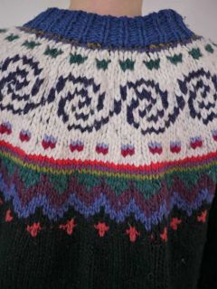 Sue Dille Wool Hand Knit Ecuador Chunk Cardigan Sweater