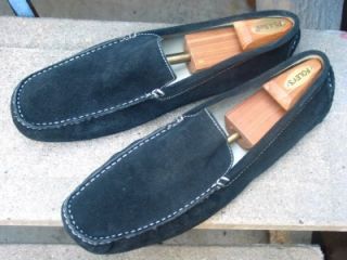 Bacco Bucci Black Suede Leather Casual Loafers Drivers 17