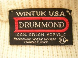 Vintage Drummond Half 1 2 Zip Pullover Sweater L 42 Chest White