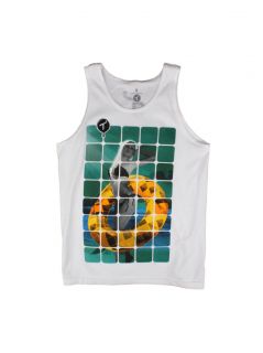  in The Shirt Clothing Mens Sun Donut Graphic Tank Top White New