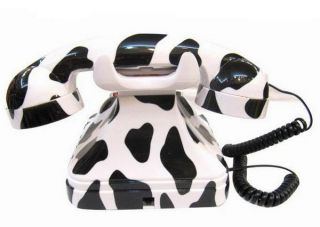 Novelty Lovely Milk Cow Vintage Dial Old Fashioned Desk Telephone